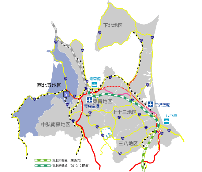 西北五地区の交通情報マップ